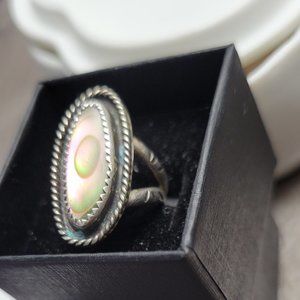 Navajo Ring Paua Shell Abalone Ring signed 925